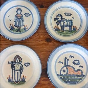Four MA Hadley 7.5 inch plates